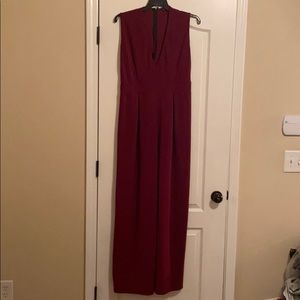 Burgundy wide leg sleeveless jumpsuit